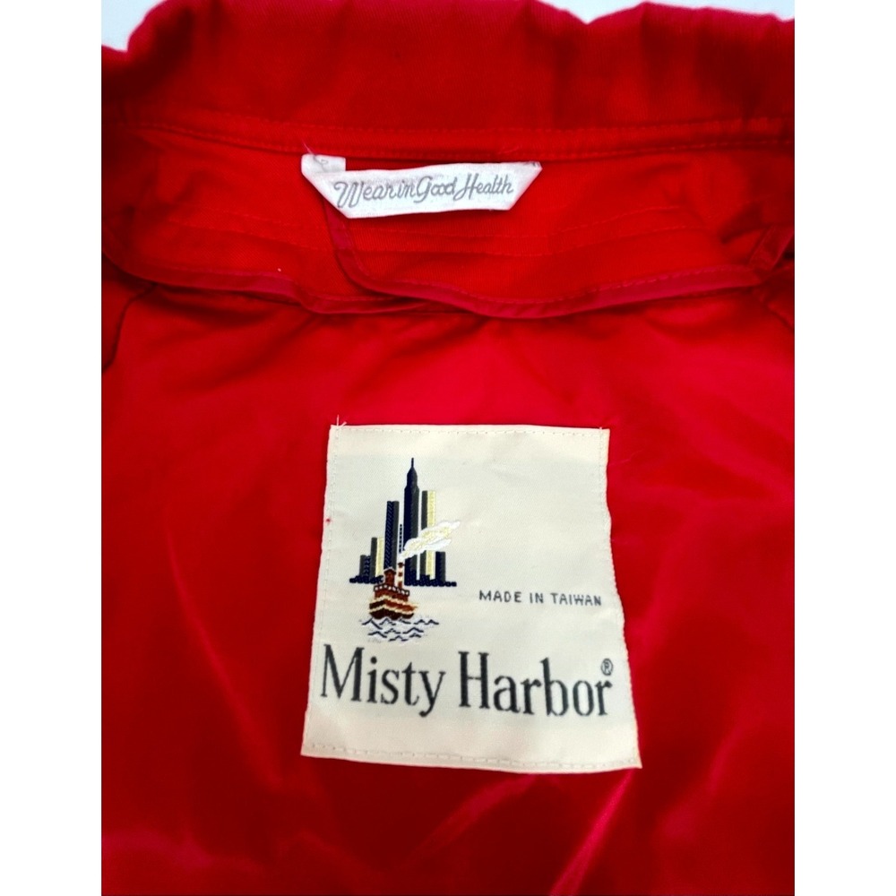 Vintage Misty Harbor Trench Coat Womens 16 Reg Red Lined Cotton Double Breasted - Picture 5 of 13